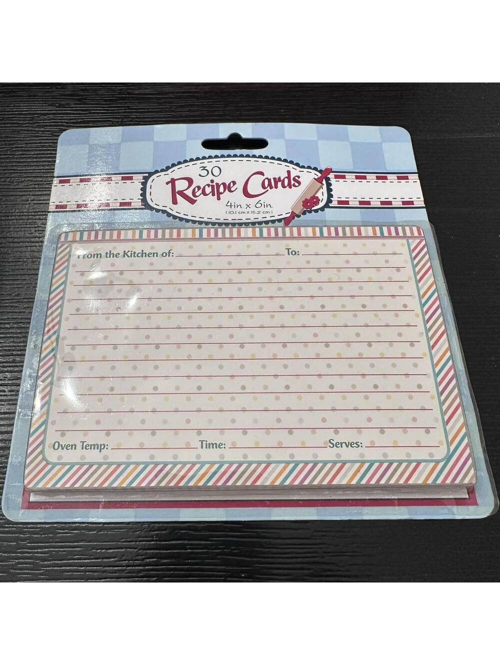 Recipe Cards 4x6 Kitchen Baking Recipe Note Cards Set Of 30 Polka Dot New Sealed